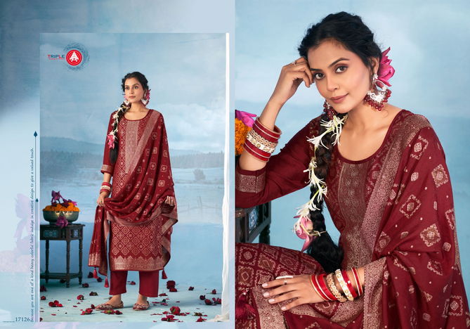 Hanshika Vol 2 By Triple Aaa Viscose Muslin Weaving Jacquard Dress Material Wholesale Price